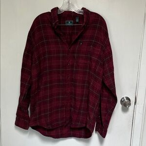 Red Plaid Button-Up Down